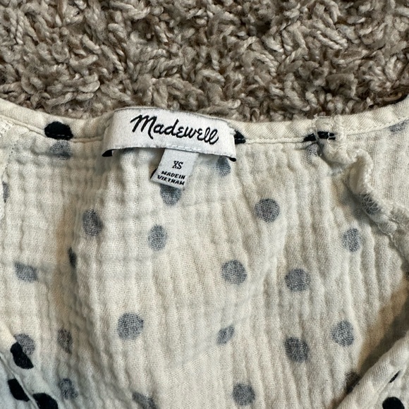 A382 Madewell Lightspun Ruffle-Sleeve Babydoll Dress in Dot Toss Size XS - Picture 8 of 8